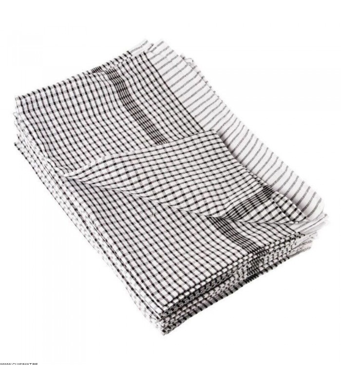 ESSUIE DE CUISINE 75*50CM NOIR 10 PIECES CUISIMAT dans ESSUIES
