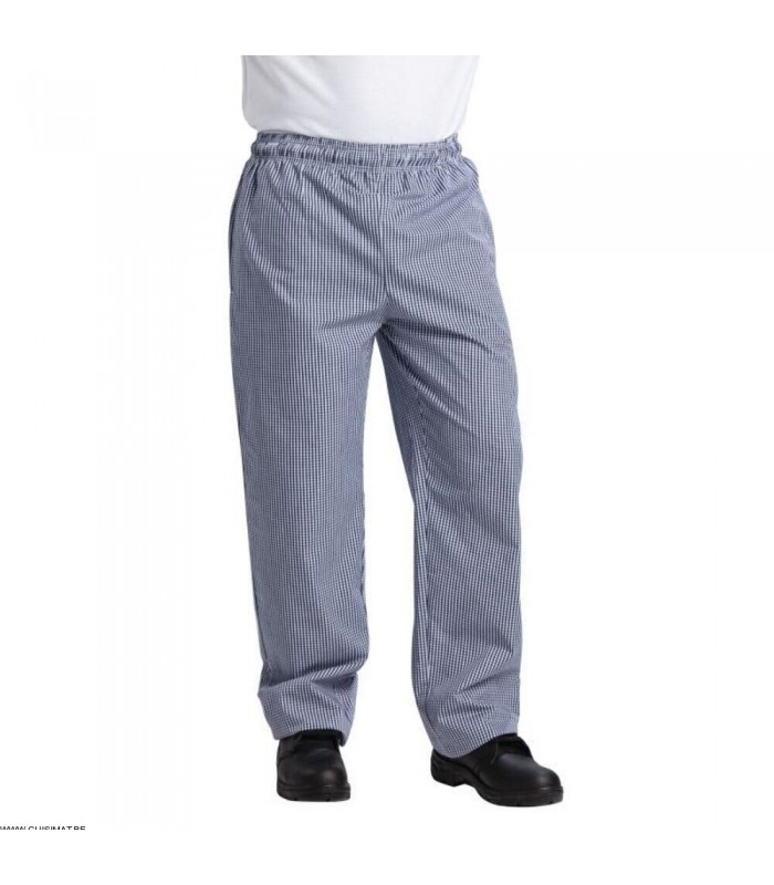 PANTALON DE CUISINIER UNISEXE WHITES VEGAS CARREAUX BLEUS ET BLANCS TAILLE XXL dans CARREAUX