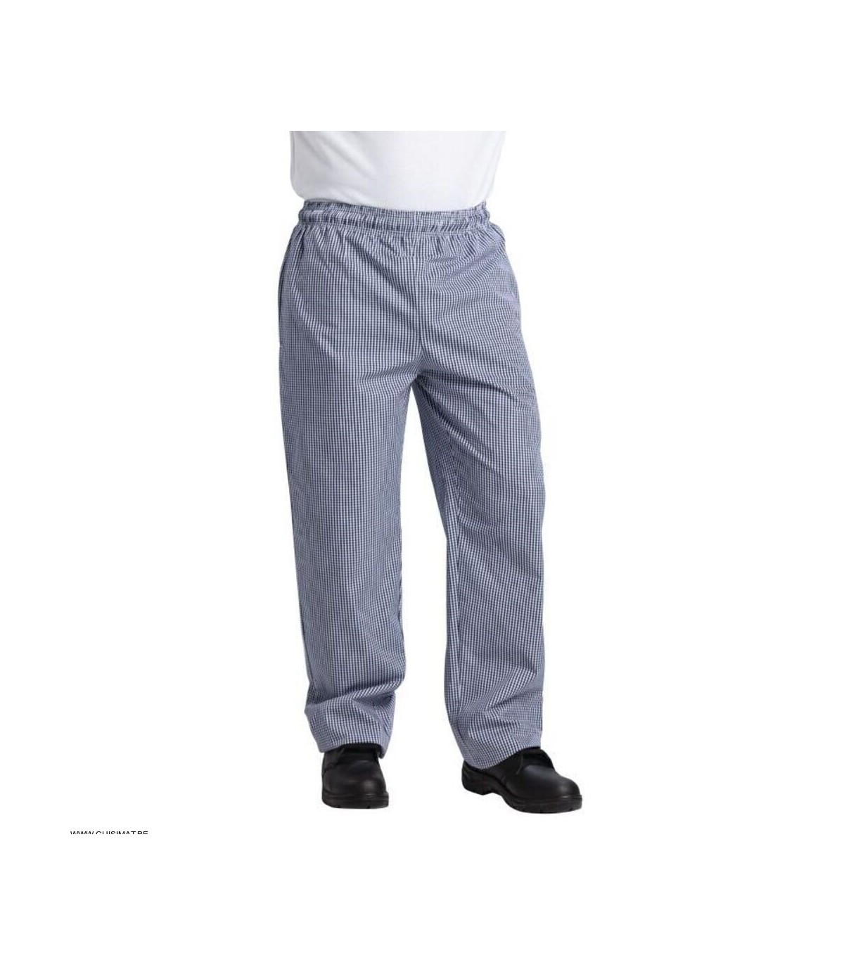 PANTALON DE CUISINIER UNISEXE WHITES VEGAS CARREAUX BLEUS ET BLANCS TAILLE XXL dans CARREAUX