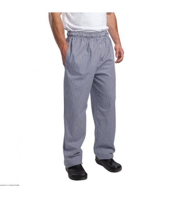 PANTALON DE CUISINIER UNISEXE WHITES VEGAS CARREAUX BLEUS ET BLANCS TAILLE XXL dans CARREAUX