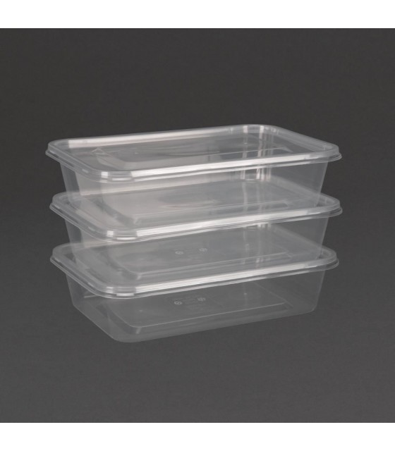 BAC PLASTIQUE + COUVERCLE POUR MICRO-ONDES 500ML PAR 250 PIECES CUISIMAT dans EMBALLAGE EN PLASTIQUE