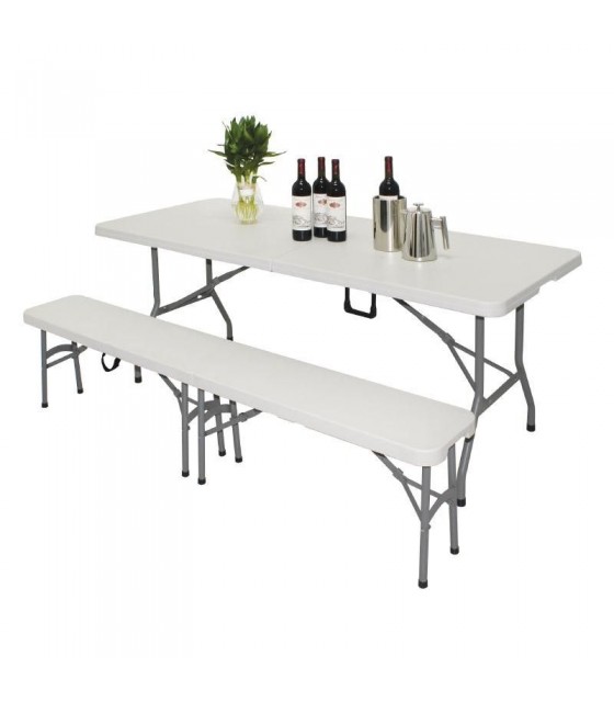 BANC BUFFET PLIABLE BLANC 183 CM dans TABLE PLIANTE