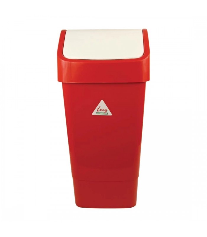 POUBELLE A COUVERCLE BATTANT ROUGE 50LT SYR dans POUBELLES