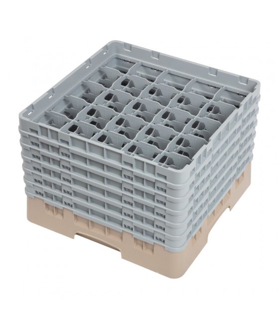 CASIER A VERRES 25 COMPARTIMENTS CAMRACK BEIGE HAUTEUR MAX 298MM CAMBRO dans PANIER DE LAVAGE