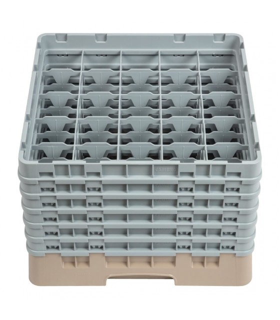 CASIER A VERRES 25 COMPARTIMENTS CAMRACK BEIGE HAUTEUR MAX 298MM CAMBRO dans PANIER DE LAVAGE