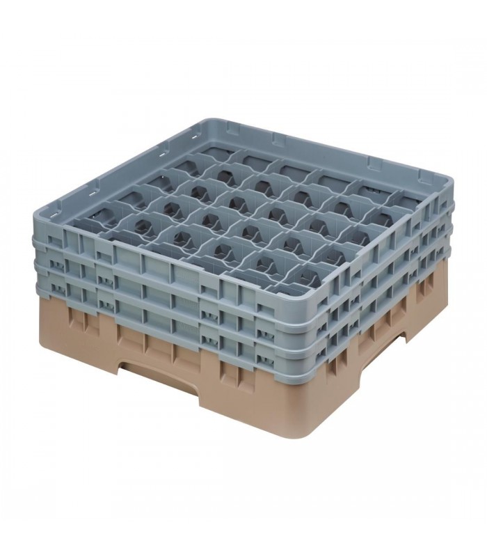 CASIER A VERRES 36 COMPARTIMENTS CAMRACK BEIGE HAUTEUR MAX 174MM CAMBRO dans PANIER DE LAVAGE