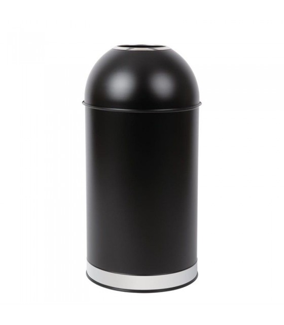 POUBELLE DOME OUVERTE EN ACIER NOIRE 40LT dans POUBELLES