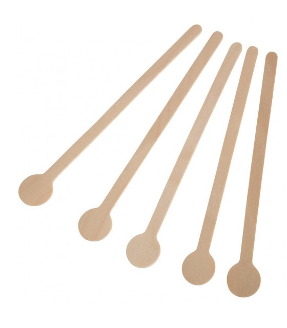 AGITATEURS A COCKTAIL BIODEGRADABLES EN BOIS 150MM 100 PIECES dans EMBALLAGE EN BOIS