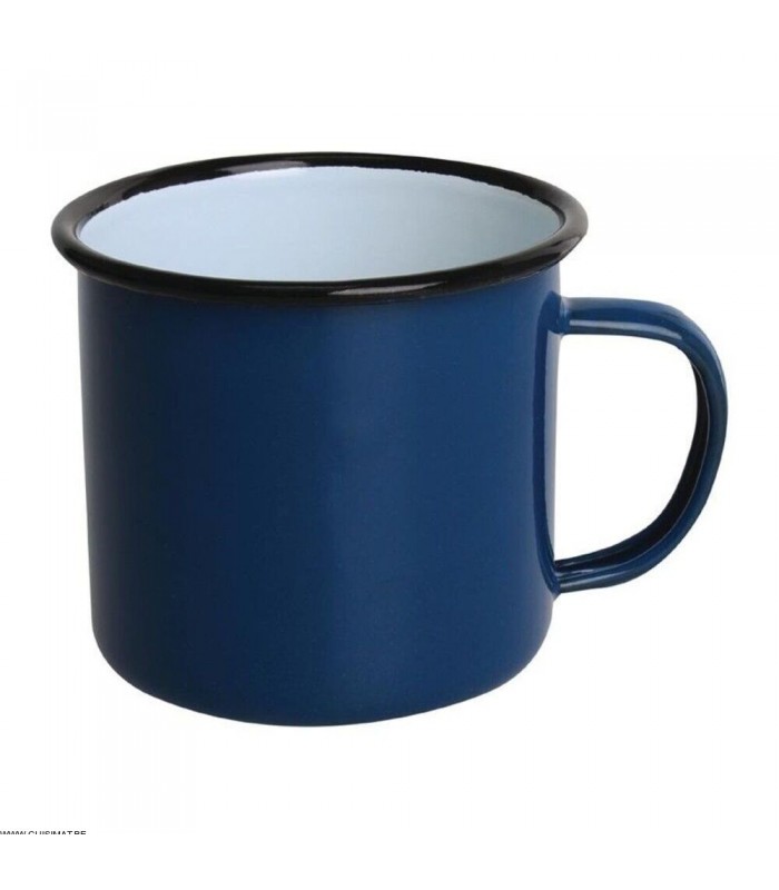 MUG EN ACIER EMAILLE BLEU ET NOIR 350ML 6 PIECES dans ACIER EMAILLE