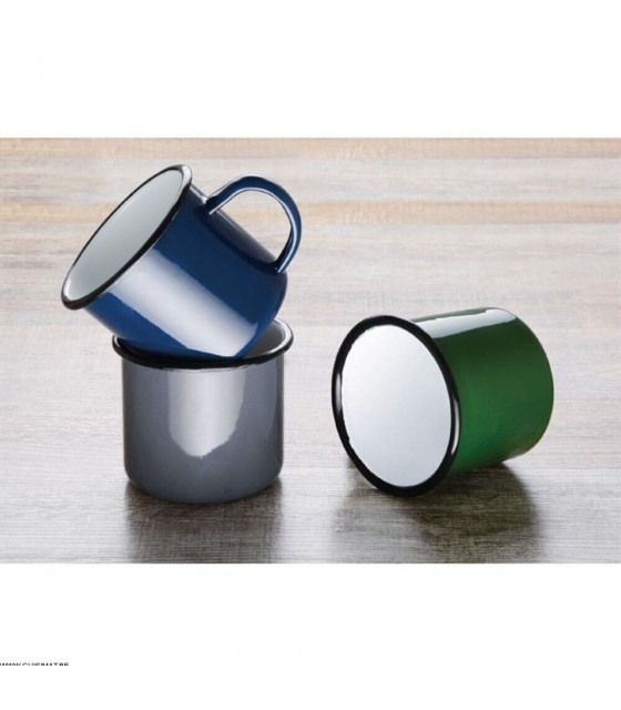 MUG EN ACIER EMAILLE BLEU ET NOIR 350ML 6 PIECES dans ACIER EMAILLE