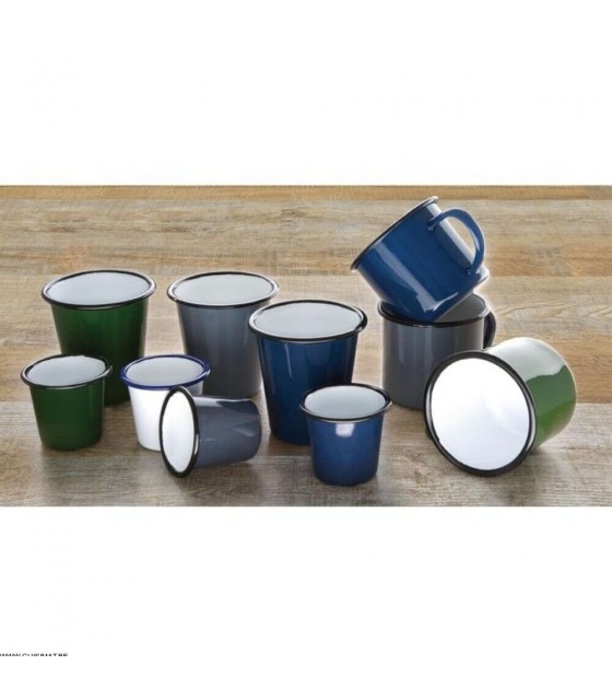 MUG EN ACIER EMAILLE BLEU ET NOIR 350ML 6 PIECES dans ACIER EMAILLE