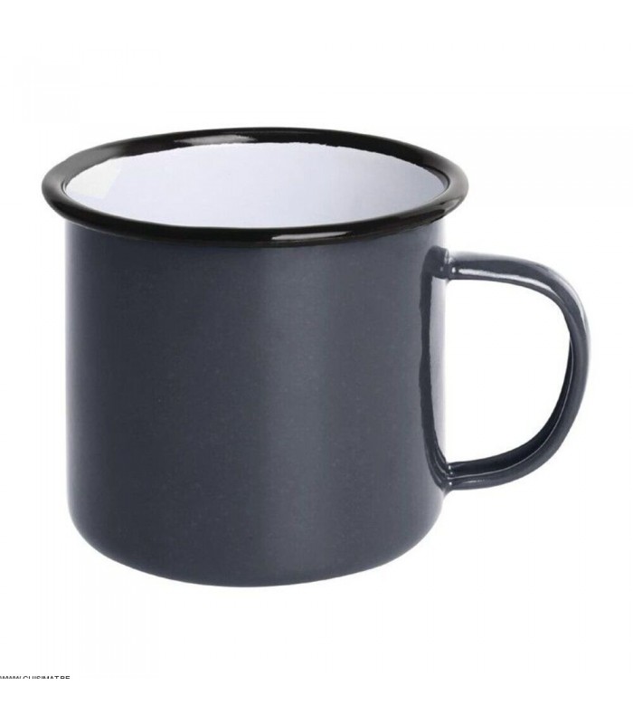 MUG EN ACIER EMAILLE GRIS ET NOIR 350ML 6 PIECES dans ACIER EMAILLE