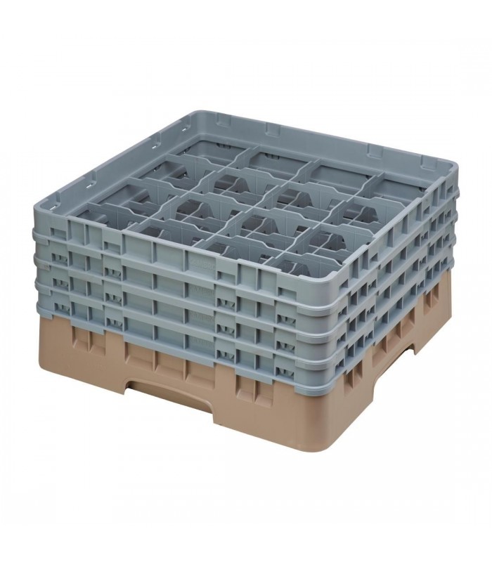 CASIER A VERRES 16 COMPARTIMENTS CAMRACK BEIGE HAUTEUR MAX 215MM CAMBRO dans PANIER DE LAVAGE