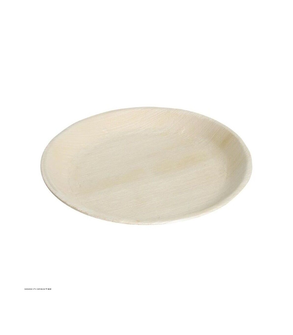 ASSIETTES PLATES RONDES EN FEUILLES DE PALMIER 250MM 100 PIECES dans EMBALLAGE EN BOIS