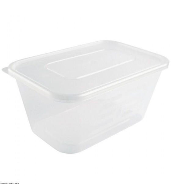 BAC PLASTIQUE + COUVERCLE POUR MICRO-ONDES 1000ML PAR 250 PIECES CUISIMAT dans EMBALLAGE EN PLASTIQUE