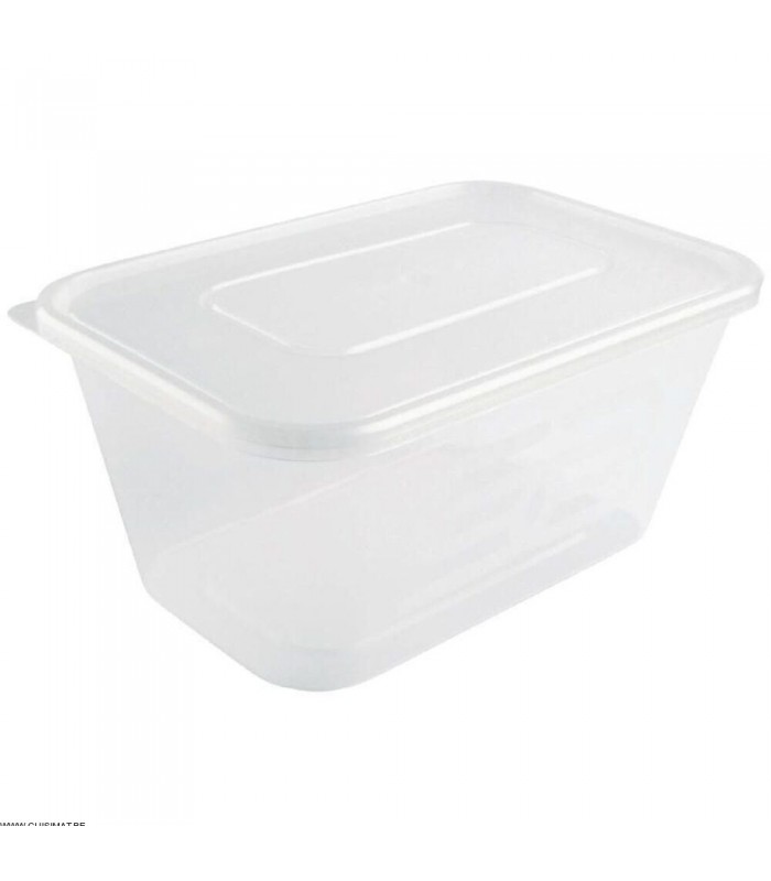 BAC PLASTIQUE + COUVERCLE POUR MICRO-ONDES 1000ML PAR 250 PIECES CUISIMAT dans EMBALLAGE EN PLASTIQUE