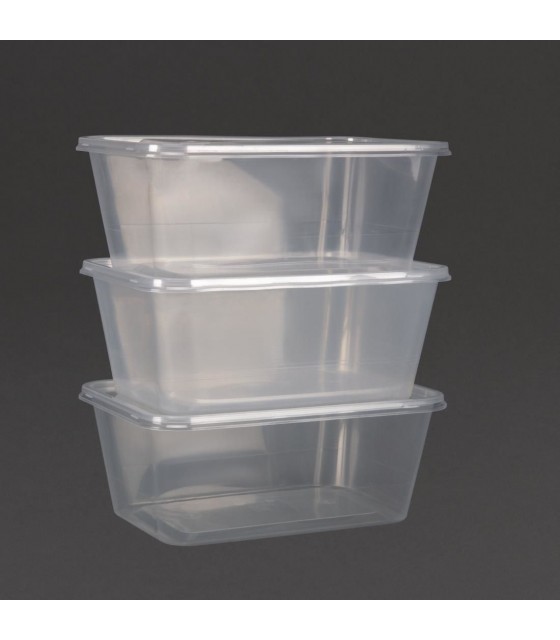 BAC PLASTIQUE + COUVERCLE POUR MICRO-ONDES 1000ML PAR 250 PIECES CUISIMAT dans EMBALLAGE EN PLASTIQUE