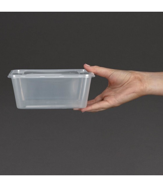 BAC PLASTIQUE + COUVERCLE POUR MICRO-ONDES 1000ML PAR 250 PIECES CUISIMAT dans EMBALLAGE EN PLASTIQUE