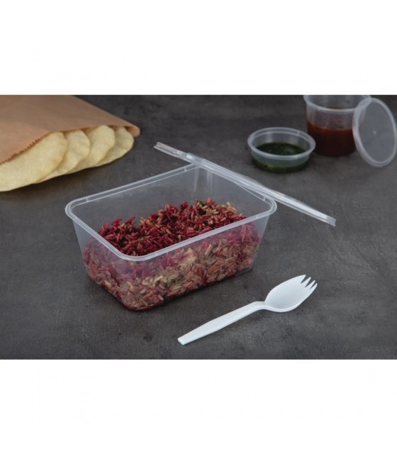 BAC PLASTIQUE + COUVERCLE POUR MICRO-ONDES 1000ML PAR 250 PIECES CUISIMAT dans EMBALLAGE EN PLASTIQUE