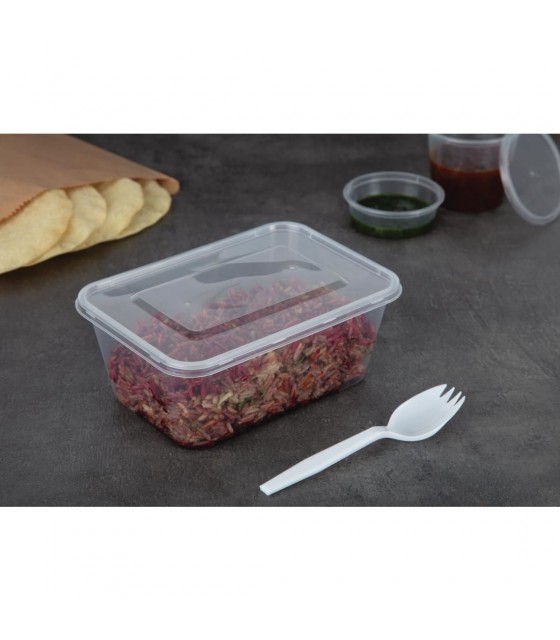 BAC PLASTIQUE + COUVERCLE POUR MICRO-ONDES 1000ML PAR 250 PIECES CUISIMAT dans EMBALLAGE EN PLASTIQUE