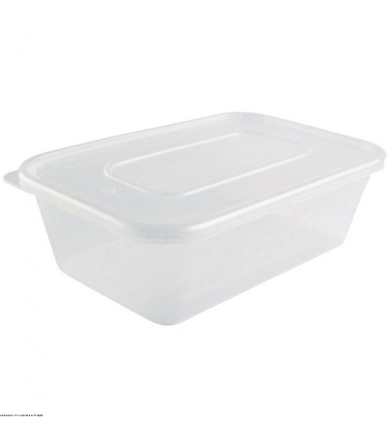 BAC PLASTIQUE + COUVERCLE POUR MICRO-ONDES 650ML PAR 250 PIECES CUISIMAT dans EMBALLAGE EN PLASTIQUE