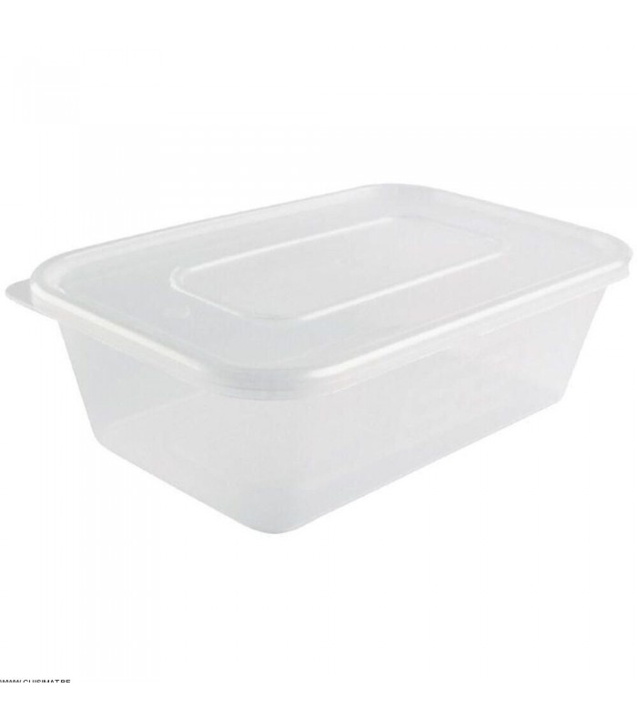 BAC PLASTIQUE + COUVERCLE POUR MICRO-ONDES 650ML PAR 250 PIECES CUISIMAT dans EMBALLAGE EN PLASTIQUE