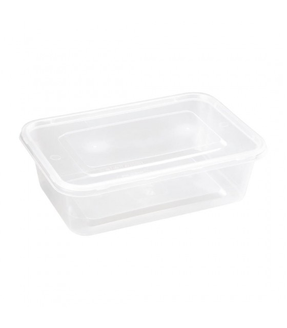 BAC PLASTIQUE + COUVERCLE POUR MICRO-ONDES 650ML PAR 250 PIECES CUISIMAT dans EMBALLAGE EN PLASTIQUE