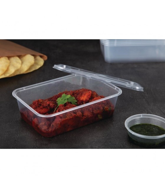 BAC PLASTIQUE + COUVERCLE POUR MICRO-ONDES 650ML PAR 250 PIECES CUISIMAT dans EMBALLAGE EN PLASTIQUE