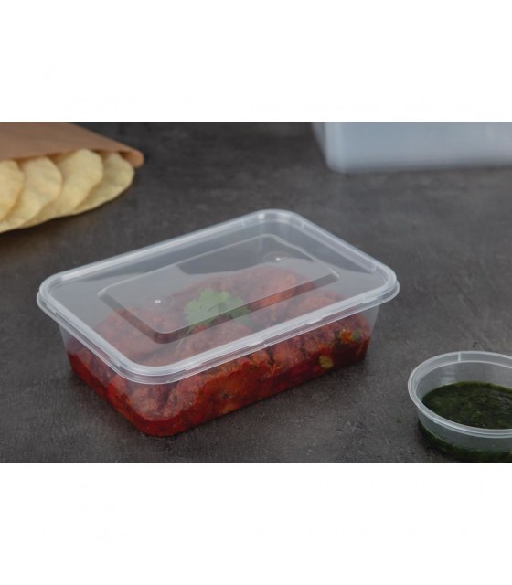 BAC PLASTIQUE + COUVERCLE POUR MICRO-ONDES 650ML PAR 250 PIECES CUISIMAT dans EMBALLAGE EN PLASTIQUE