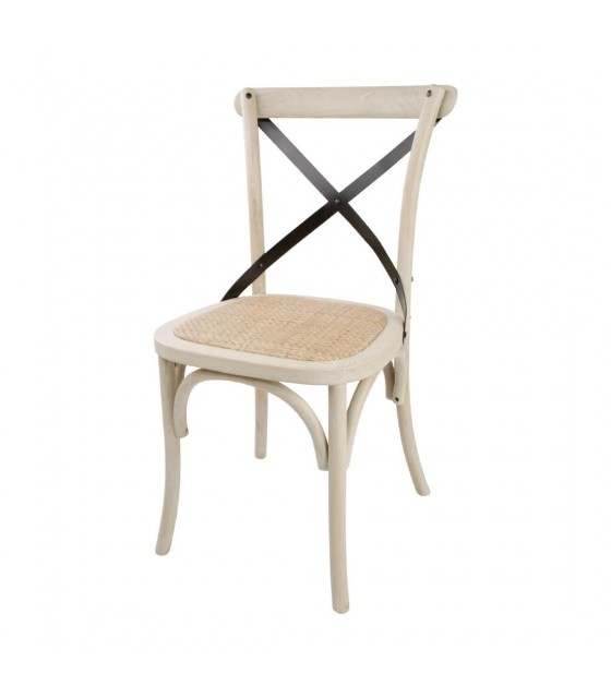 CHAISE EN BOIS DOSSIER CROISE COULEUR SABLE LOT DE 2 PIECES dans CHAISES