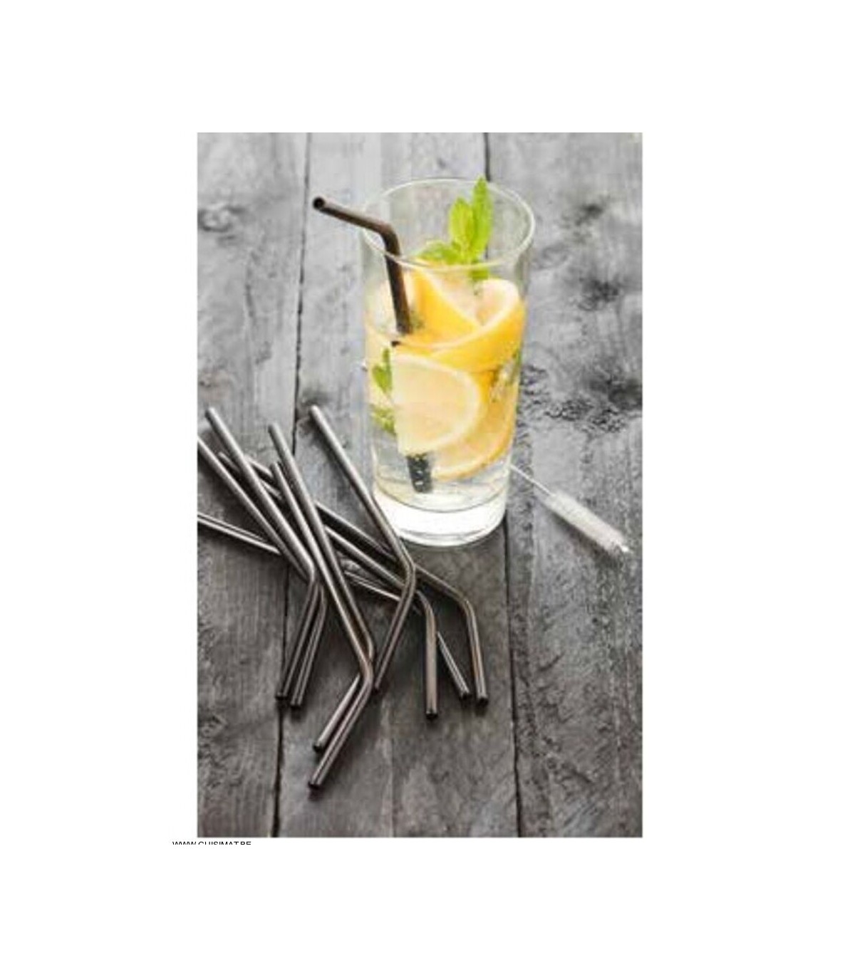 PAILLE INOX NOIR 20.5CM SET DE 4 CUISIMAT dans PAILLES ET CHALUMEAUX