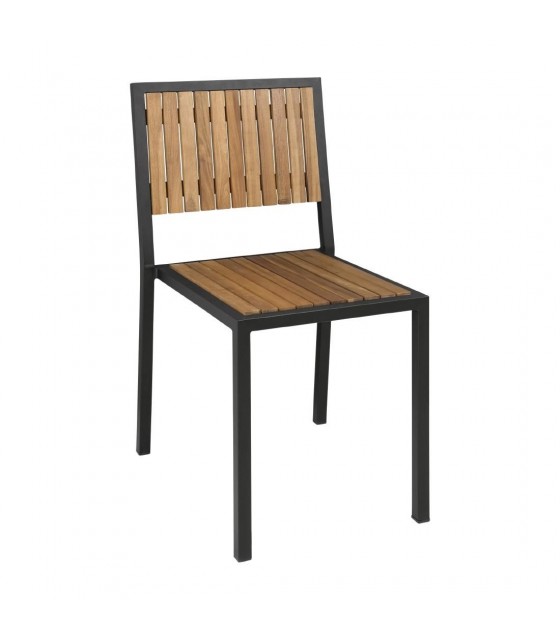 CHAISES EN ACIER ET ACACIA LOT DE 4 dans CHAISES