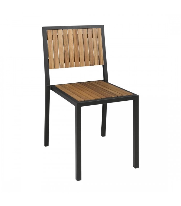 CHAISES EN ACIER ET ACACIA LOT DE 4 dans CHAISES