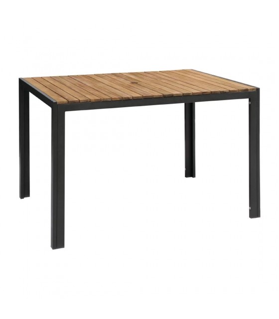 TABLE RECTANGULAIRE EN ACIER ET ACACIA 120CM dans TABLE EN BOIS