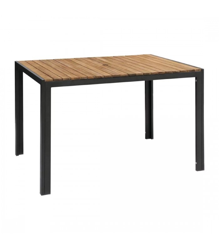 TABLE RECTANGULAIRE EN ACIER ET ACACIA 120CM dans TABLE EN BOIS