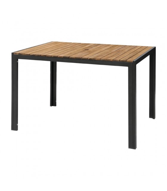 TABLE RECTANGULAIRE EN ACIER ET ACACIA 120CM dans TABLE EN BOIS