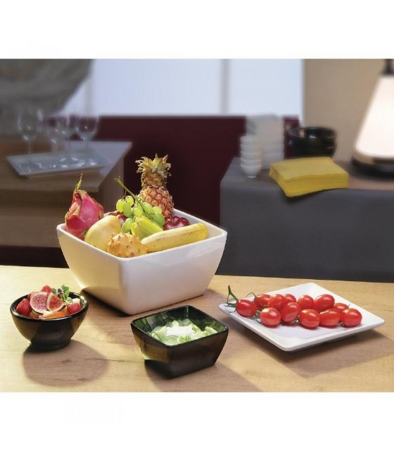 EOL  BOL EN MELAMINE CARRE BLANC 25*25*H12CM 3.8LT APS dans PRESENTATION DE BUFFET