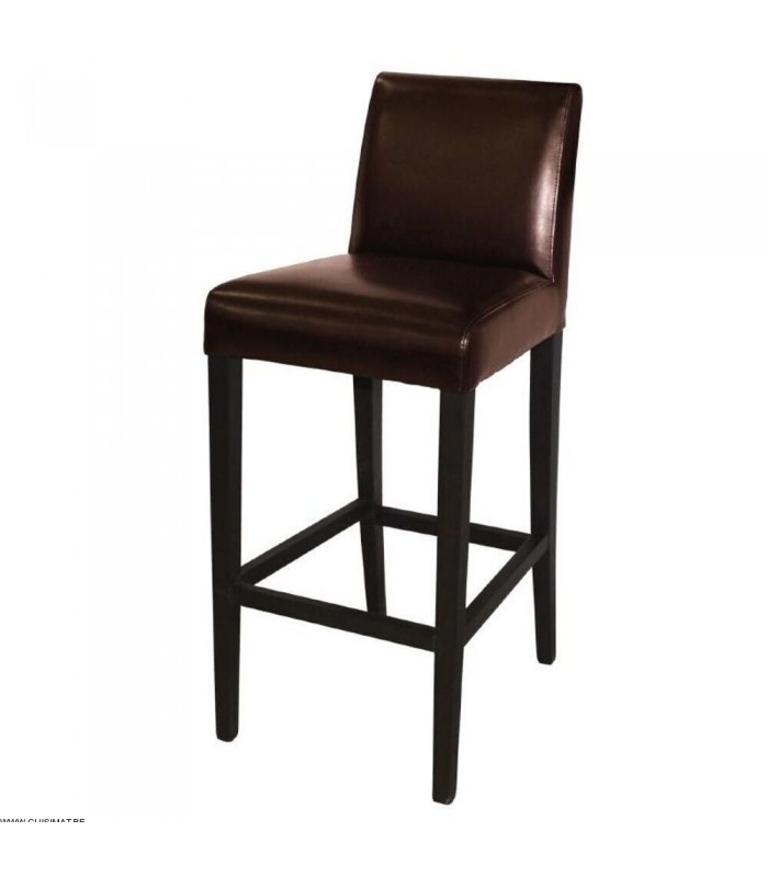 TABOURET HAUT AVEC DOSSIER SIMILI CUIR BRUN 1 PIECE dans TABOURET