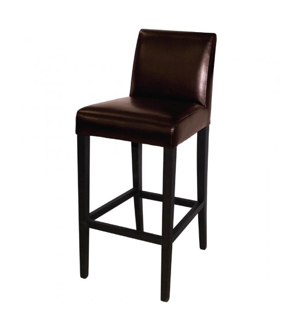 TABOURET HAUT AVEC DOSSIER SIMILI CUIR BRUN 1 PIECE dans TABOURET