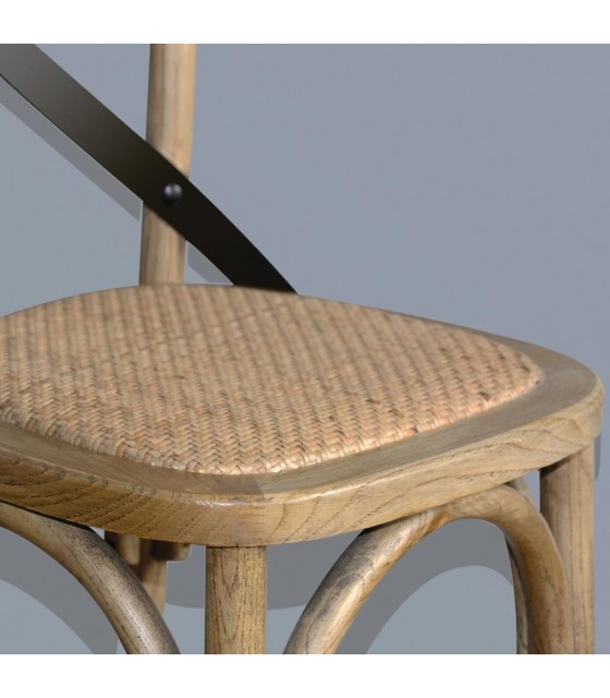 TABOURET HAUT EN BOIS AVEC CROISILLON NATUREL 1 PIECE dans TABOURET