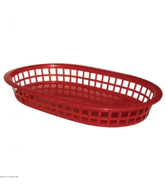 PANIER ALIMENTAIRE FAST-FOOD OVALE POLYPROPYLENE ROUGE 6 PIECES CUISIMAT dans PRESENTATION