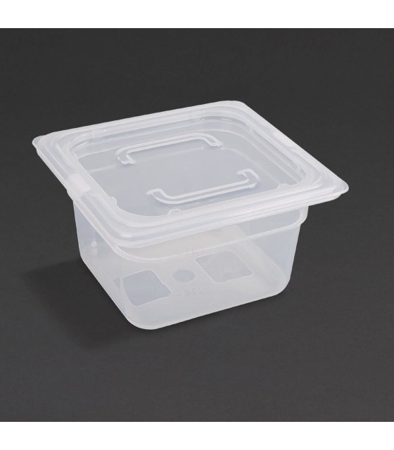 BAC EN POLYPROPYLENE AVEC COUVERCLE GN1/6 100MM 1.5LT LOT DE 4 VOGUE dans BACS GASTRONORM ANTI-ADHESIF