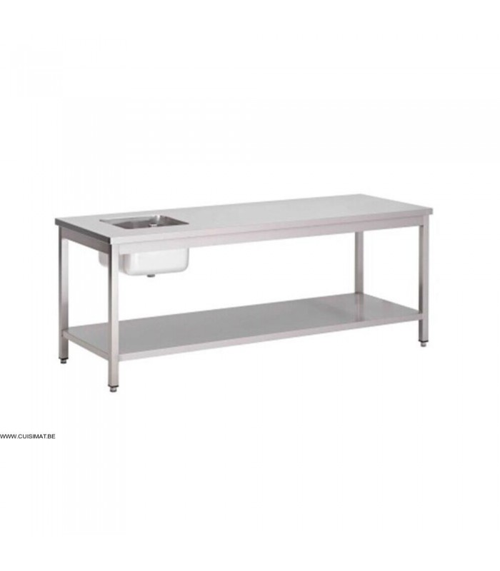 TABLE INOX AVEC EVIER INCORPORE 160CM CUISIMAT dans TABLES INOX