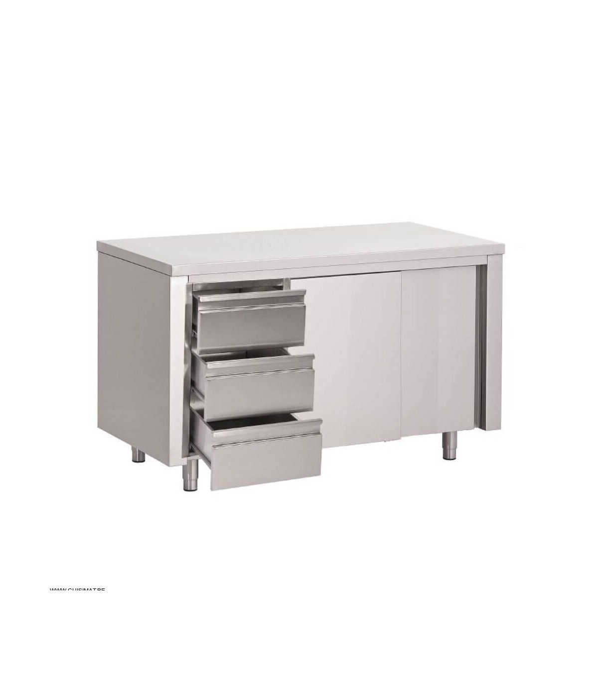 TABLE ARMOIRE 2 PORTES + 3 TIROIRS 180CM CUISIMAT dans TABLES INOX