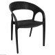 FAUTEUIL EN ROTIN PP NOIR 4 PIECES