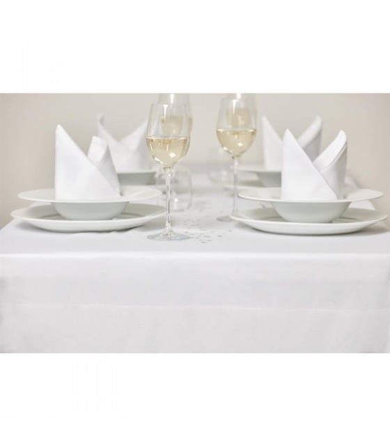 SERVIETTES BLANCHES EN COTON BANDE DE SATIN 10 PIECES MITRE LUXURY dans SERVIETTES