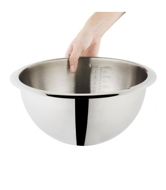 RECIPIENT GRADUE Ø 27CM,  3.5 LITRES INOX CUISIMAT dans BASSINES INOX ET POLYPROPYLENE