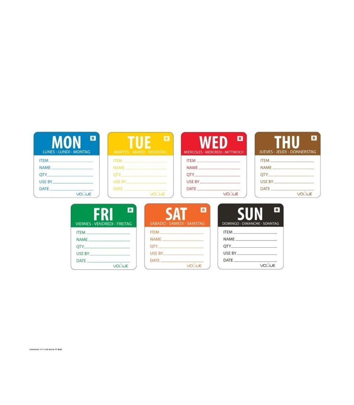 ENSEMBLE JOURS DE LA SEMAINE 50MM CUISIMAT dans ETIQUETTAGE