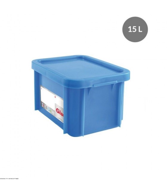 BAC RECTANGULAIRE 15L+ COUVERCLE BLEU GILAC dans BAC DE TRANSPORT