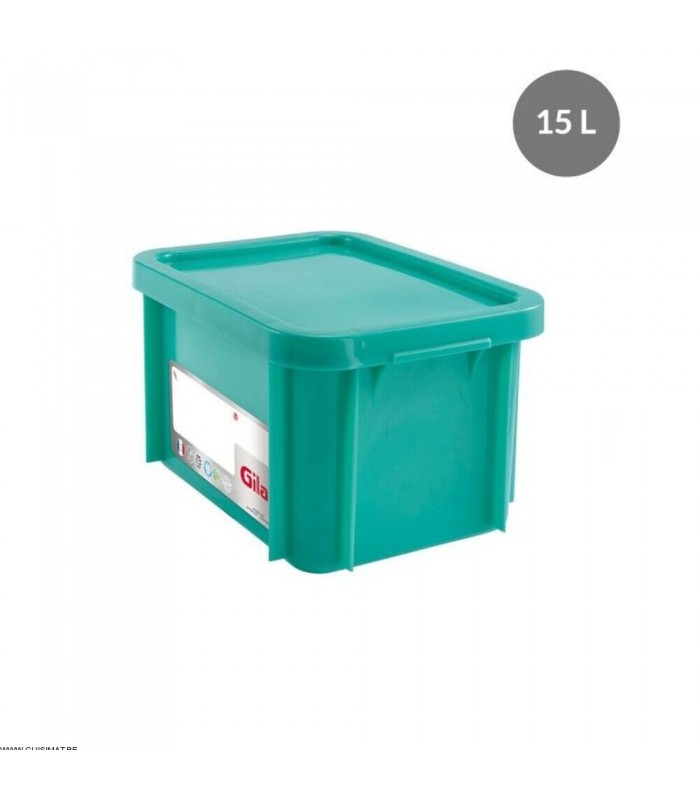 BAC RECTANGULAIRE 15L+ COUVERCLE VERT GILAC dans BAC DE TRANSPORT